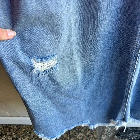 EE some denim maxi distressed overall dress LG boho casual retro pockets street - Picture 5 of 9